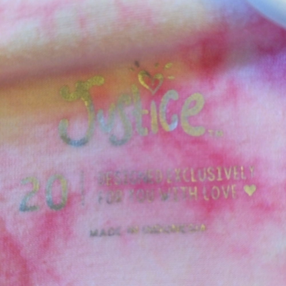 NWOT Justice | Pink and white tie dye tee - Picture 5 of 6